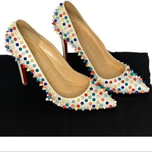 Christian Louboutin White Multi Spike Pumps